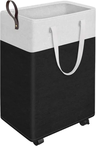 Vista 8 de HomeHacks - Cesta de lavandería rodante de 75L con ruedas, cesta de ropa plegable e impermeable, cesta de ropa móvil, contenedores de almacenamiento