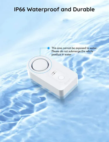 Vista 5 de Govee Paquete de 2 detectores de fugas de agua, sensor de alarma de audio ajustable de 100 dB, alerta sensible de fugas y goteo, para cocina, baño