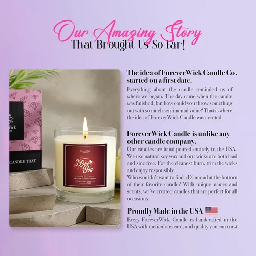 Vista 8 de Vela sorpresa I Love You con diamante en el interior, velas Foreverwick, velas de soja perfumadas, regalos para mujeres, cera de vela