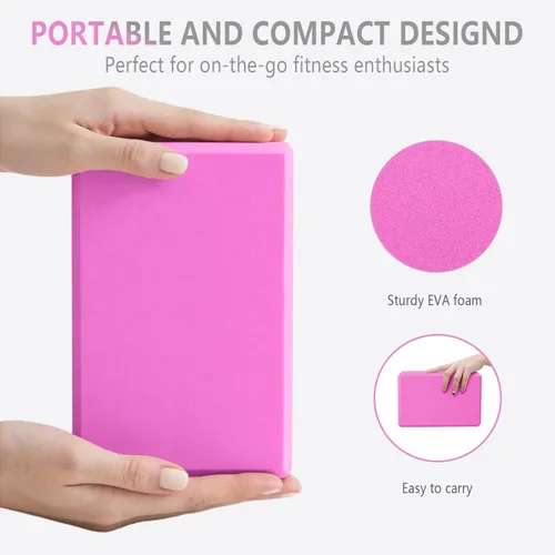 Vista 4 de 2 Pack 9x6x4 Yoga Blocks with Stretch, Durable Yoga Foam Blocks, High Density & Non Slip Surface for Yoga, Pilates, Stretching, Dance, Ballet