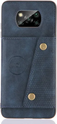Vista 7 de Funda con tarjetero para Xiaomi Poco X3/X3 NFC/X3 Pro, parte trasera con piel sintética plegable doble hebilla multifunción bolsa para tarjetas Gris