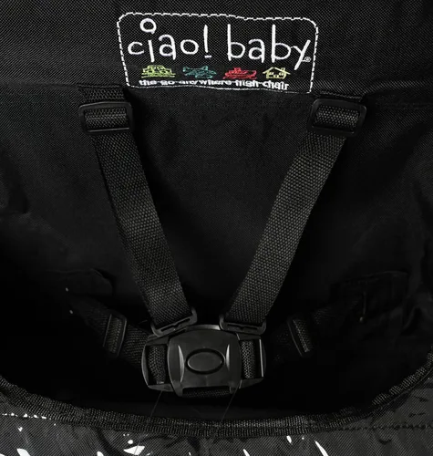 Vista 5 de ciao! baby Silla alta portátil para viajes, silla alta plegable con bandeja, color negro