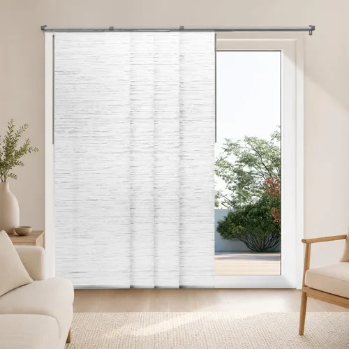 Vista 17 de CHICOLOGY Elegantes Persianas Verticales Transparentes Blancas para el Hogar, Ventanas Interiores Grandes, Puerta Corrediza, Patio (78" An x 84" Al)