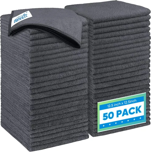 Vista 16 de HOMEXCEL Paquete de 6 paños de limpieza de microfibra negros, toallas de microfibra de 12.5 x 12.5 pulgadas para automóviles, paño de lavado