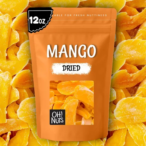 Vista 7 de Oh! Nuts Mango seco – 12 oz – Rebanadas de frutas secas – Menos azúcar añadido – Bocados de frutas deshidratados – Empaquetado en bolsa de cierre