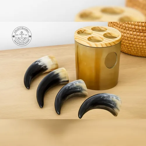 Vista 6 de Cuerno vikingo hecho a mano con soporte Auténtico Ceremonial Mead Ale Glass Tradicional Nórdico Cerveza Beber Set