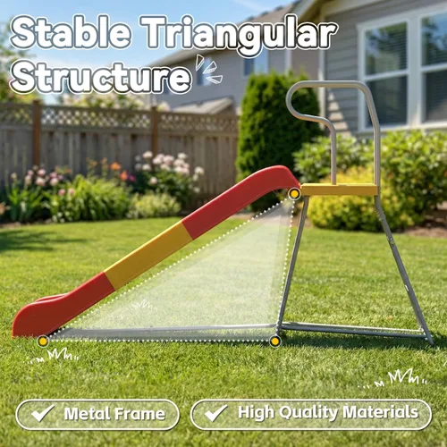Vista 6 de Outdoor Slide for Kids, 6.4FT Backyard Slide with Stair Slide, Heavy-Duty Playground Equipment for Backyard, Pool Side, Lawn & Garden, Stable, for
