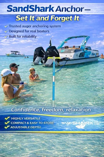 Vista 3 de SandShark Supersport 3.0 Anclaje de agua poco profunda – Gran moto acuática, PWC, accesorio de barco pontón – Se ajusta de 29 a 48 pulgadas