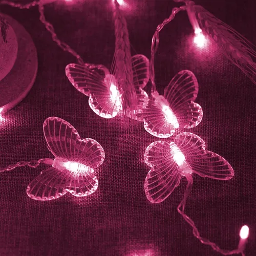 Vista 5 de Decorman Luces de Cortina de Mariposa, 4.9 pies 48 LED USB Luces de Hadas para Ventana 10 Mariposas 8 Modos Luciérnaga Guirnalda de Luces