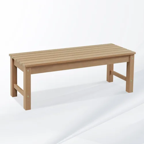 Vista 9 de Psilvam Banco Knight, Banco de dos plazas para exteriores de madera de poliéster para patio sin respaldo, banco de jardín resistente a la intemperie