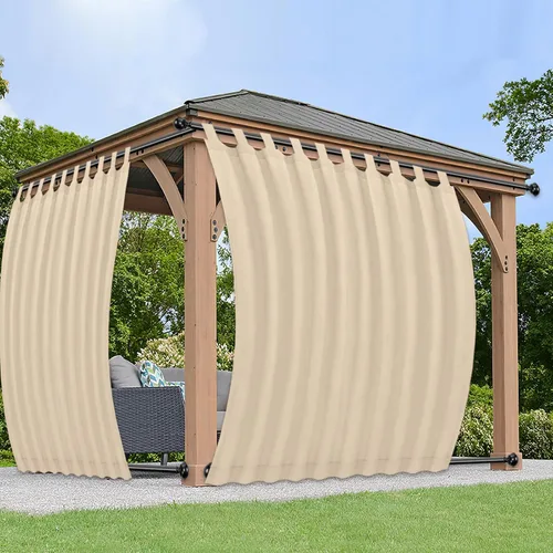 Vista 29 de PureFit Cortinas de exterior para patio desmontable, con pestañas adhesivas, impermeables, resistentes a la intemperie, a los rayos UV y a la Blanco