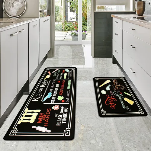 Vista 13 de Voanos Alfombras de Cocina de Café, Alfombrillas de Microfibra Lavables Antideslizantes para Piso de Cocina, Juego Decorativo de Alfombra Acolchada