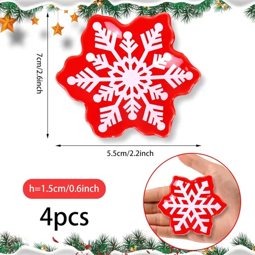 Vista 2 de Whaline 4 piezas de 2.6 pulgadas de invierno mini cuchara de cerámica soporte rojo blanco copo de nieve pequeño cuchara de café soporte para Navidad