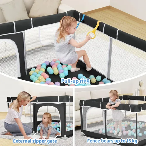 Vista 4 de Dripex Corralito para bebés, corralitos de juego de 50 x 50 pulgadas para bebés y niños pequeños, patio de juegos seguro anticaídas, corralito