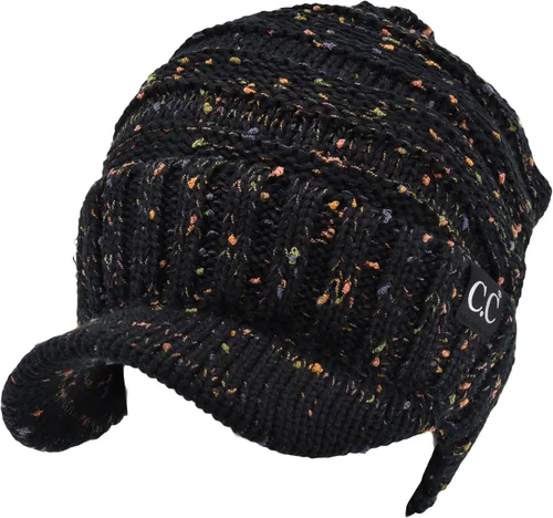 Vista 2 de C.C Gorro de punto acanalado de gran tamaño con visera