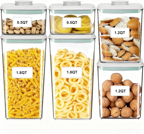 Recipientes herméticos apilables con tapas, almacenamiento hermético de alimentos, recipientes de almacenamiento de despensa de cocina para