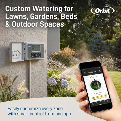 Vista 11 de Orbit 57946 B-hyve Controlador inteligente de rociadores para interiores y exteriores de 6 zonas