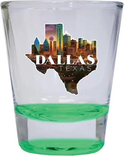 Vista 6 de R and R Imports Dallas Texas Design C Souvenir - Vaso de chupito redondo de 1.5 onzas, color azul, paquete de 2