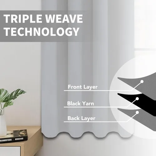 Vista 178 de Easy-Going - Cortinas opacas para dormitorio, aislamiento térmico sólido con ojales, cortinas de ventana para reducción de ruido, cortinas