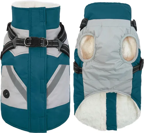 Vista 14 de IECOii Abrigos para perros pequeños, arnés de invierno con cremallera, color verde, talla XS, cálido abrigo de invierno para perros pequeños