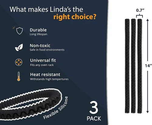 Vista 2 de Linda's Essentials - Protectores de horno de silicona para estantes (paquete de 3) – Protector de estante resistente al calor, evita quemaduras