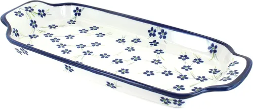 Vista 3 de Bandeja de pan de flores de mosaico de cerámica polaca con asas