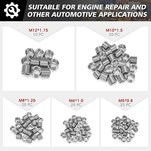 Vista 5 de Kit de reparación de roscas, 261 piezas HSS taladro helicoidal kit de reparación SAE y métrico 1/4" 5/16" 3/8" 7/16" 1/2" M5 M6 M8 M10 M12