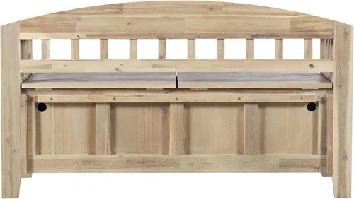 Vista 9 de Linon Frankie - Banco de almacenamiento de madera natural lavada