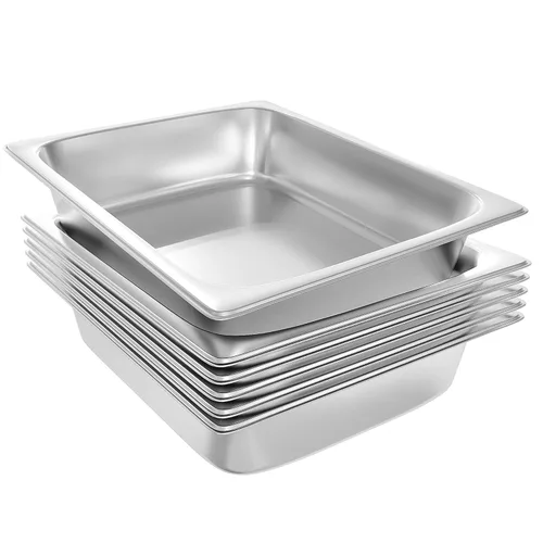 Vista 6 de EGGKITPO Sartenes de Hotel Tamaño Completo Paquete de 6 Bandejas de Acero Inoxidable de 4 Pulgadas para Alimentos, Contenedores de Comida