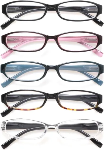 Vista 4 de NORPERWIS Gafas de lectura 5 pares con bisagra de resorte, cómodas, de moda, de alta calidad, para hombres y mujeres