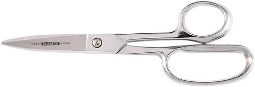 Klein Tools 718LR Tijeras, fabricadas en Estados Unidos, tela de corte de corte resistente, goma, aves, metal ligero y más, tijeras ergonómicas de