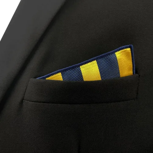 Vista 6 de S&W SHLAX&WING Cuadros de bolsillo a rayas para hombre, accesorios de rayas amarillas y azul rey, Varios