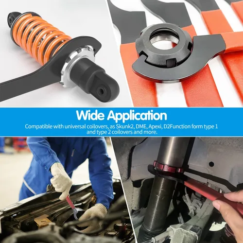 Vista 6 de Mdvora Juego de Llaves Spanner para Coilover, 4 piezas, Acero de Aleación, Goma