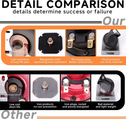 Vista 5 de FARBIN Bocina de coche impermeable de 12 V para coche, kit de bocina de caracol eléctrico de doble tono, universal para cualquier vehículo de 12 V