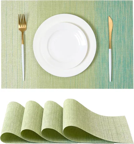 Vista 173 de Leetaltree - Juego de 4 manteles individuales beige, antideslizantes, resistentes al calor, para mesa de comedor, lavables, duraderos, de PVC
