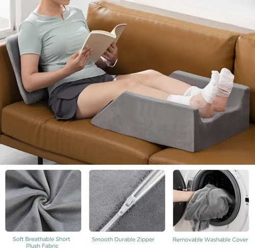 Vista 6 de UBBCARE - Almohada de elevación de piernas para recuperación de cirugía de pierna/rodilla, almohada doble de espuma viscoelástica con funda