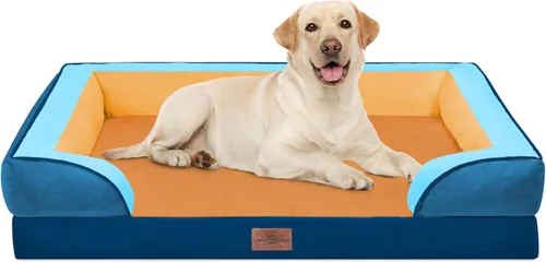 Vista 27 de Comfort Expression Cama ortopédica para perros extra grandes de 45 x 35 pulgadas, cama para mascotas XL de espuma tipo caja de huevos impermeable