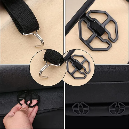 Vista 7 de Coverado Fundas de asiento de cuero para automóvil, fundas impermeables para asiento delantero de automóvil con soporte lumbar, ajuste universal