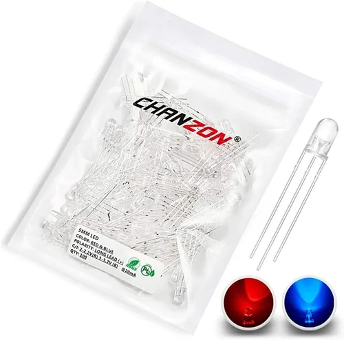 Vista 10 de Chanzon 100 luces de diodo LED rojo y verde de 0.197 in de ánodo común (transparente redondo transparente bicolor) iluminación brillante lámparas