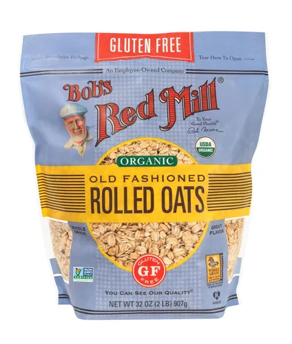 Bob's Red Mill Avena enrollada orgánica a la antigua usanza, sin gluten, 32 onzas (paquete de 1), sin OMG, grano entero, vegano, kosher