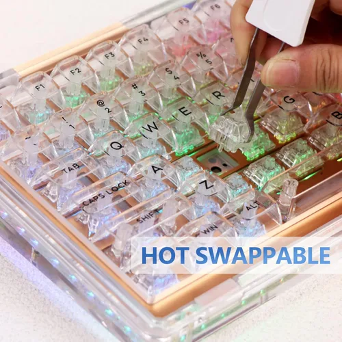 Vista 4 de KiiBoom Phantom 81 - Teclado mecánico montado en junta intercambiable en caliente al 75%, BT5.02.4GHzUSB-C, teclado inalámbrico para juegos NKRO