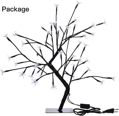 Vista 7 de Lxcom Lighting Árbol bonsái LED de flor de cerezo de 18 pulgadas, 48 luces LED enchufables para escritorio, bonsái, árbol iluminado, lámpara de mesa
