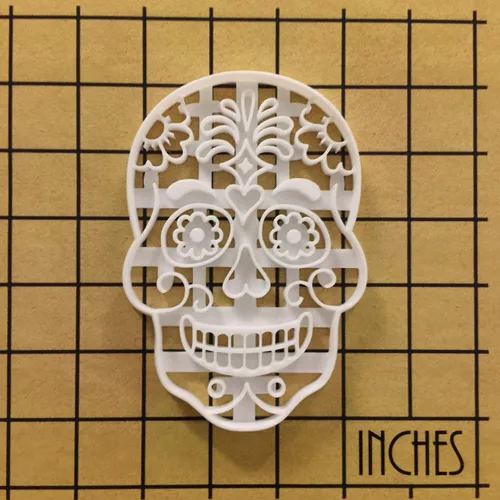 Vista 4 de Floral Skull Day of the Dead cortador de galletas, 1 pieza - Bakerlogy