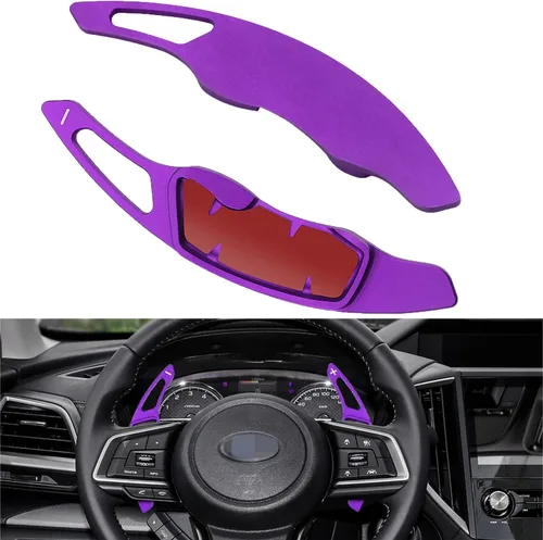 Vista 7 de Cubierta de extensión de aluminio para palanca de cambios de volante compatible con Subaru Forester Outback XV Crosstrek BRZ Impreza WRX Legacy 2pcs