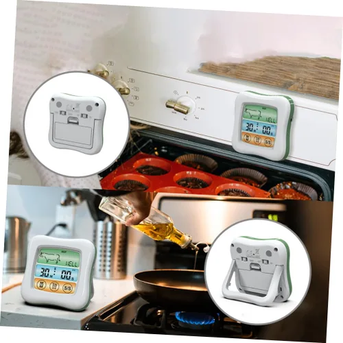 Vista 4 de Cabilock Termómetro de cocina digital con pantalla táctil para alimentos, termómetro para barbacoa, temporizador Celsius/Fahrenheit, dispositivo