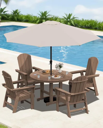 Vista 43 de SERWALL Juego de sillas de comedor Adirondack para exterior, conjunto de 2, sillas de patio de HDPE resistentes a todo clima, color negro