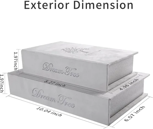 Vista 4 de Cajas decorativas para libros: libros falsos para mesas de café y estanterías, juego de 2 cajas de almacenamiento de moda (árbol de sueño)