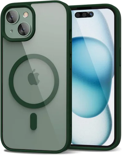 Vista 44 de oakxco Funda magnética transparente compatible con Magsafe, delgada, transparente, no amarillea, híbrida de silicona suave y cubierta protectora