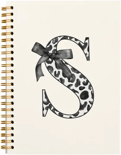Vista 41 de Bnwepo Initial Leopard Letter T Notebook Journal, Preppy Bow Monogrammed Monogram Gifts for Women, Monogram Notebook Journal, Personalized Notebook