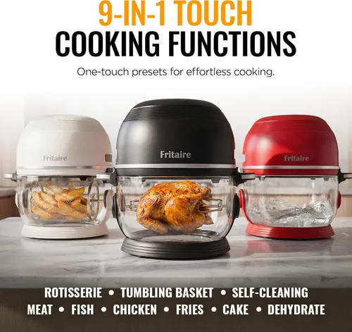 Vista 4 de Freidora de Aire No Tóxica™ - Freidora de Aire de Vidrio de 5 Cuartos de Galón con Visibilidad de 360 Grados, Autolimpiante, Freidora de Aire Vortex